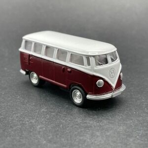 Kinsmart Pull Back 1962 '62 Volkswagen VW Classical Bus Red/White Diecast 1/64